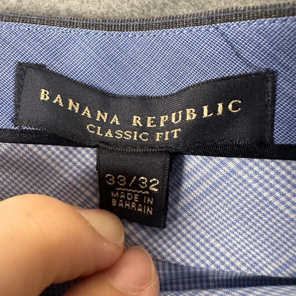 Banana Republic Classic Fit Mens Dress Pants 35x32 Charcoal Grey Blue Pinstripe